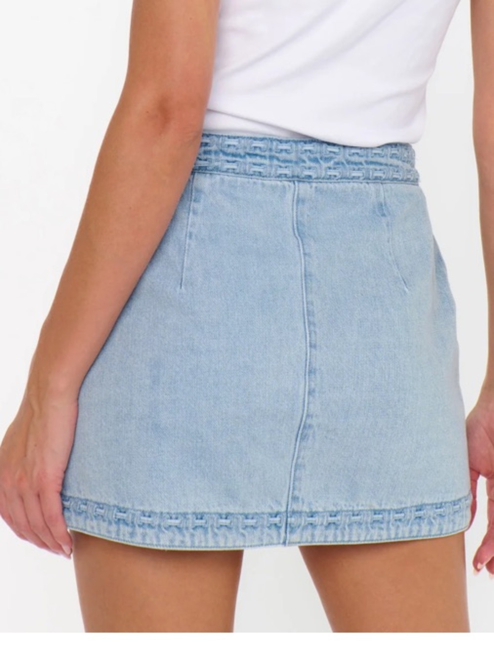 Show Me Your Mumu Light Blue Denim Wrap Mini Skort - Picture 4 of 4
